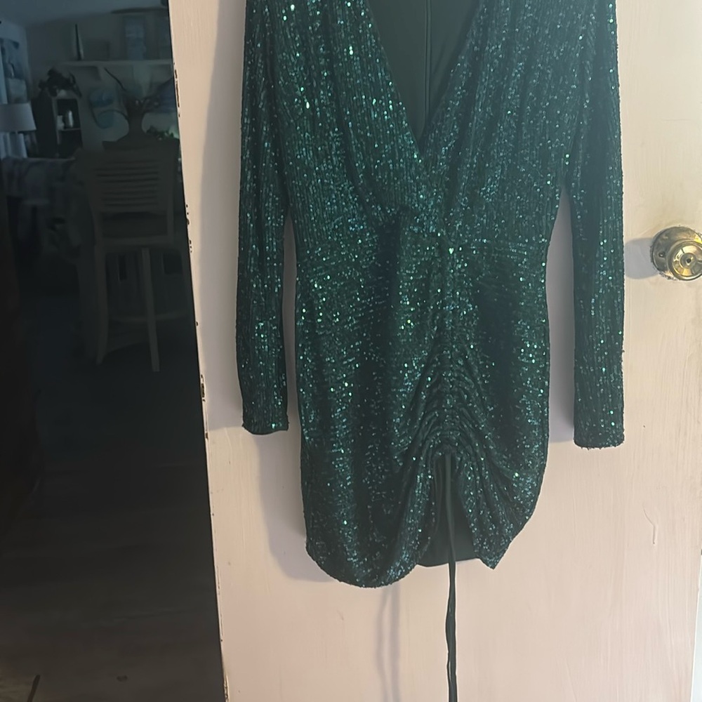 Sparkling Deep Green Midi Dress